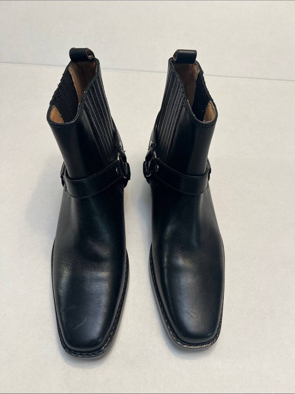 MADEWELL THE SANTIAGO WESTERN BLACK LEATHER ANKLE BOOTS SIZE 8